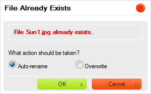 Błąd wyświetlany dla pliku, który już istnieje w folderze