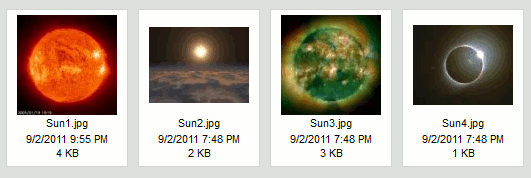 Panel plików CKFindera z widokiem miniaturek